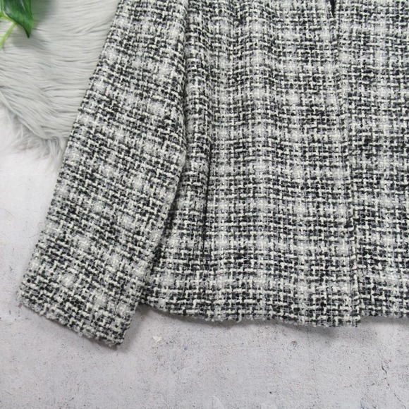 CHICO’S 1 Black White Tweed Open Front Jacket Women’s Size Medium / 8 - Picture 5 of 11